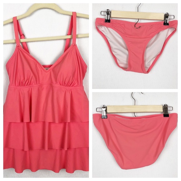 LANDS' END Coral Tankini Swim Bathing Suit Size 2 - Picture 1 of 8